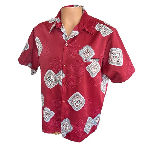 Vintage Hawaiian shirt Tori Richard Asian Geometric Print Polyester XL - Picture 4 of 7